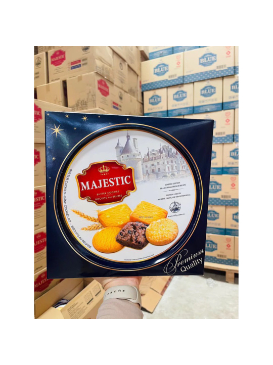 Bánh Quy Bơ Cookies Rồng Vàng Majestic Hộp Thiếc 382gr