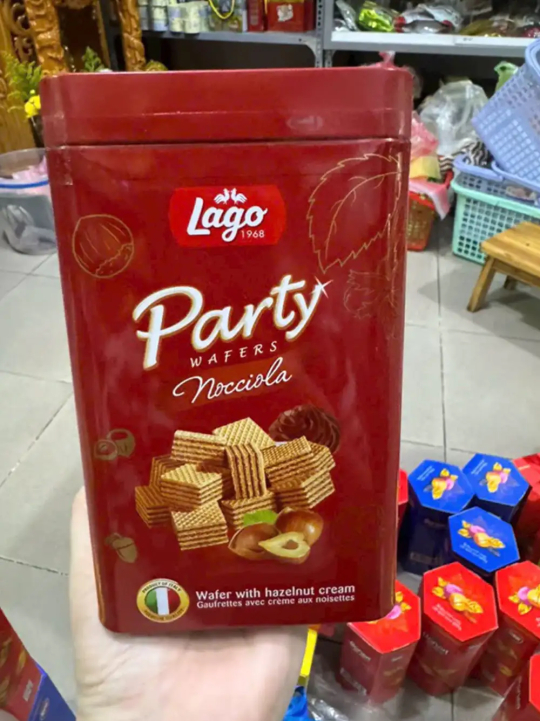 Bánh Xốp LAGO Party Wafers Nocciola Hộp Thiếc 125g