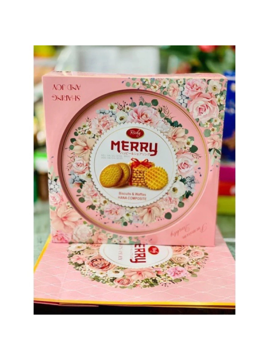 Bánh quy sữa richy merry hộp sắt mẫu Tết 288g- Kèm túi xách giấy