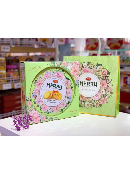 Bánh quy sữa richy merry hộp sắt mẫu Tết 288g- Kèm túi xách giấy