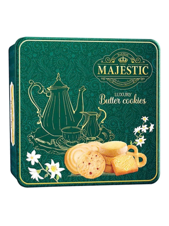 Bánh Majestic Luxury Bình Trà Xanh Lá - Hộp Thiếc 468g ( kèm túi xách giấy)