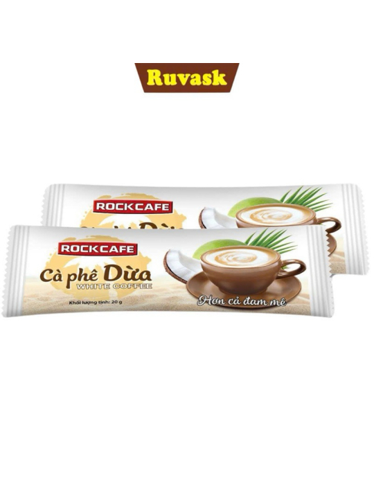 DATE 5/2026 Cà Phê Dừa Rockcafe Rockcafe Coconut White Coffee Hộp 240gr Thơm Ngon Đậm Vị