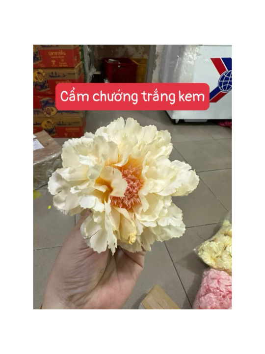 Hoa GIả- Đầu Bông Hoa Mẫu Đơn 12cm Trang Trí Giỏ Quà, Cháp Bánh