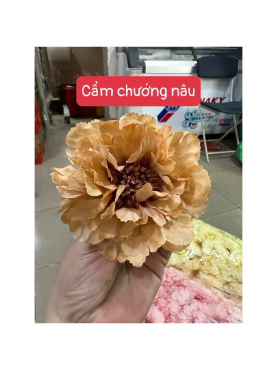 Hoa GIả- Đầu Bông Hoa Mẫu Đơn 12cm Trang Trí Giỏ Quà, Cháp Bánh