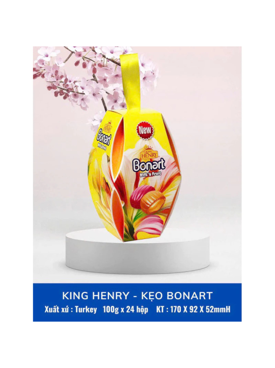 Kẹo lồng đèn Cứng Sữa Trái Cây KING HENRY BONART Nhân Sốt Trái Cây 100g ( Date 04/11/2025)