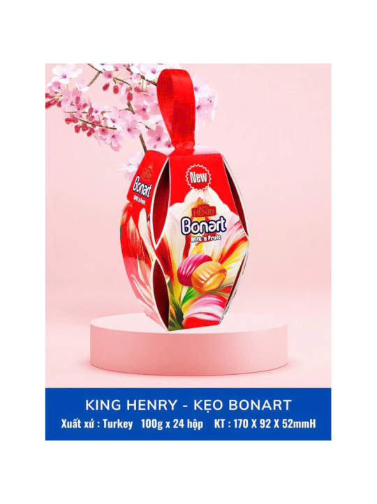 Kẹo lồng đèn Cứng Sữa Trái Cây KING HENRY BONART Nhân Sốt Trái Cây 100g ( Date 04/11/2025)