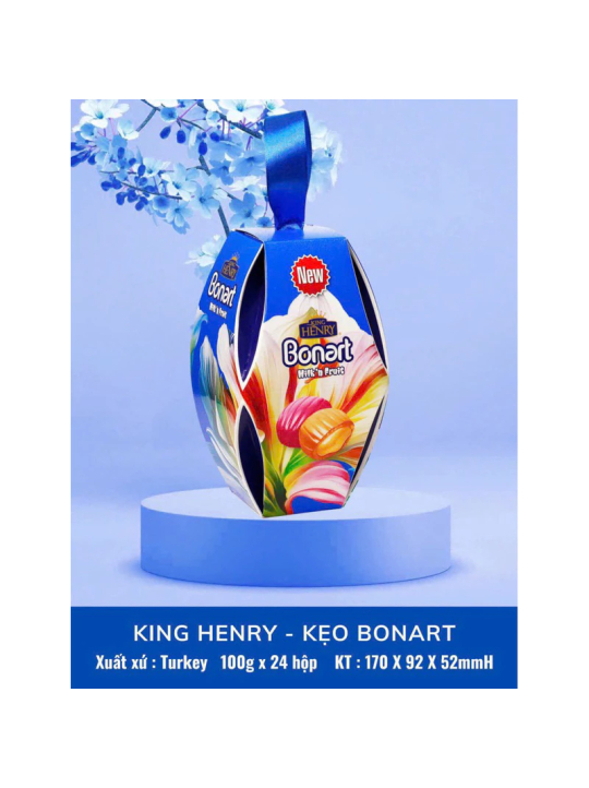 Kẹo lồng đèn Cứng Sữa Trái Cây KING HENRY BONART Nhân Sốt Trái Cây 100g ( Date 04/11/2025)