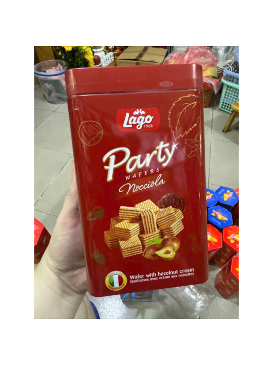 Bánh Xốp LAGO Party Wafers Nocciola Hộp Thiếc 125g