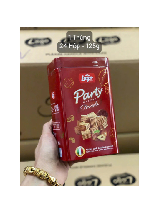 Bánh Xốp LAGO Party Wafers Nocciola Hộp Thiếc 125g