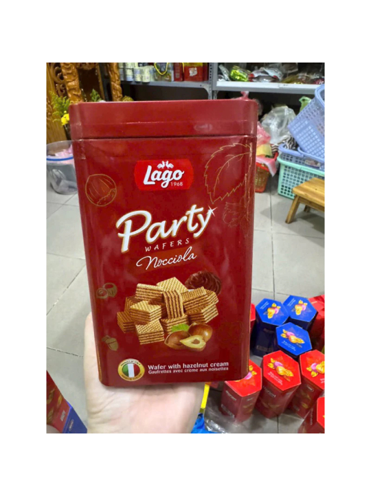 Bánh Xốp LAGO Party Wafers Nocciola Hộp Thiếc 125g