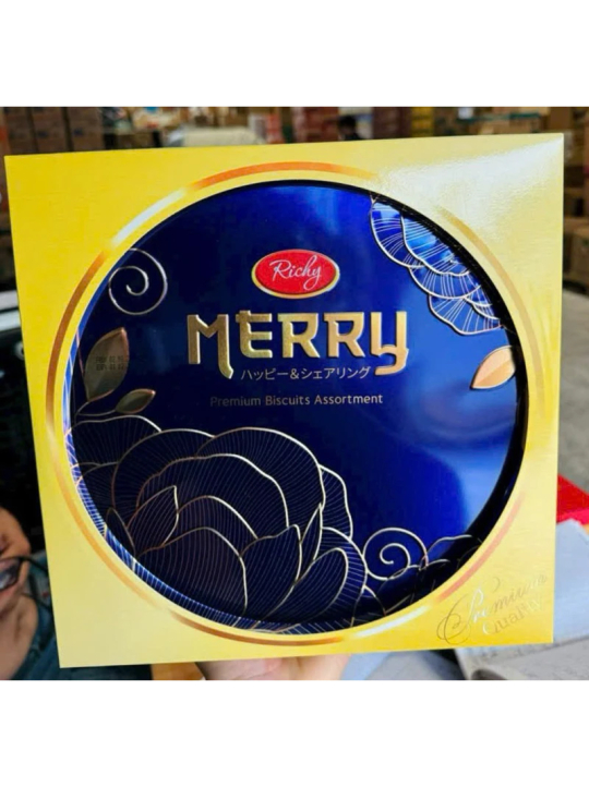 Bánh quy sữa richy merry hộp sắt mẫu Tết 288g- Kèm túi xách giấy