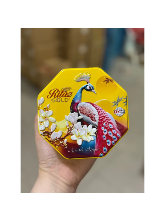 Bánh quy rồng thần tài hộp thiếc tròn vuông từ 75gram (Date 9/2025)