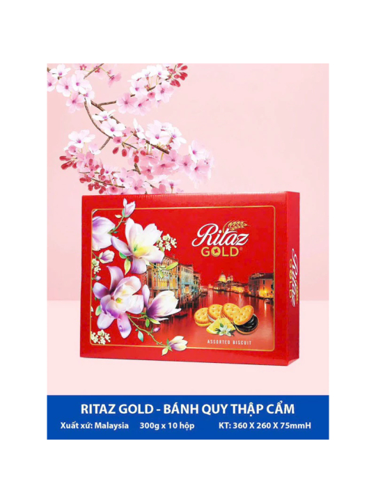 Bánh quy hộp giấy RITAZ HỘP GIẤY CỨNG ĐẸP làm đế quà, Làm tháp cao 400gr