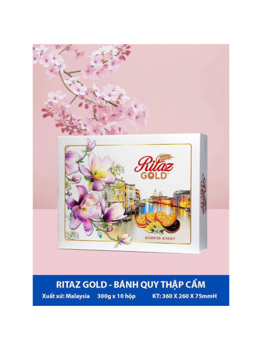 Bánh quy hộp giấy RITAZ HỘP GIẤY CỨNG ĐẸP làm đế quà, Làm tháp cao 400gr