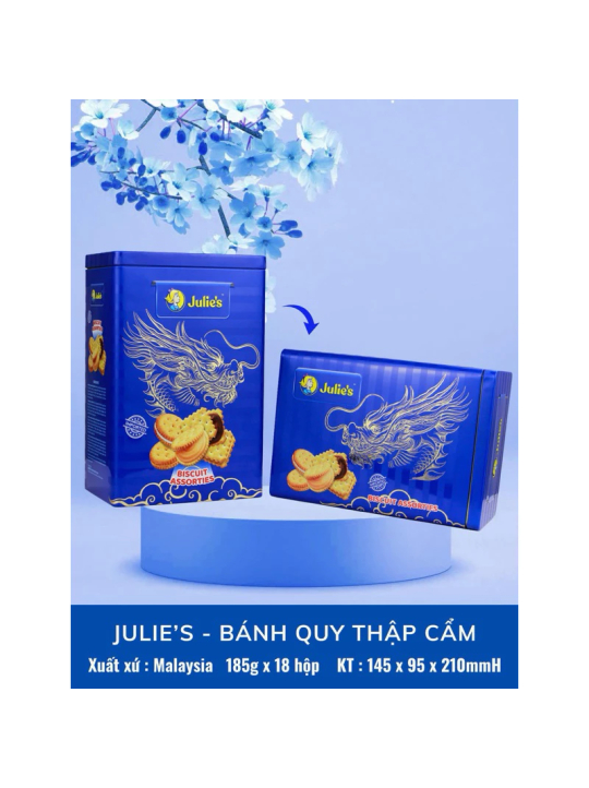 Bánh quy Julie's HỘP THIẾC Assorted Biscuits 300g HT chữ nhật