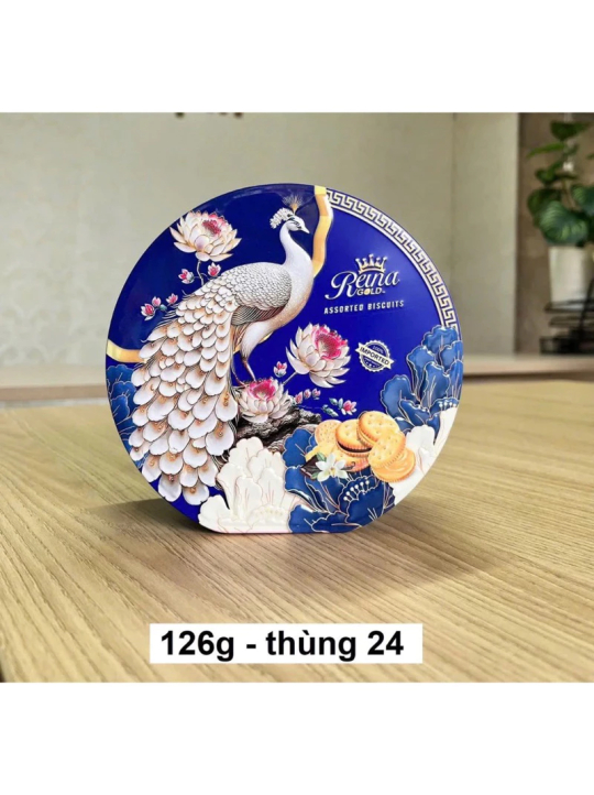 Bánh quy bơ Reina chim công hộp thiếc 126g