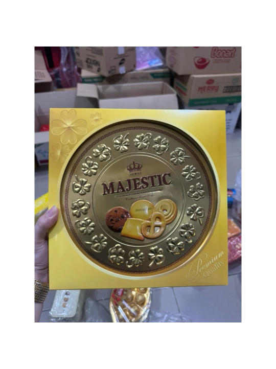 Bánh Quy Bơ 382gr Cookies Rồng Vàng Majestic Hộp Thiếc