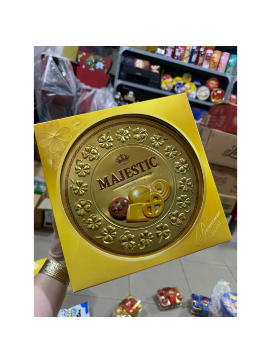 Bánh Quy Bơ 382gr Cookies Rồng Vàng Majestic Hộp Thiếc