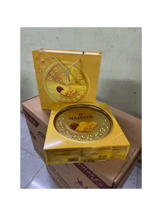 Bánh Quy Bơ 382gr Cookies Rồng Vàng Majestic Hộp Thiếc